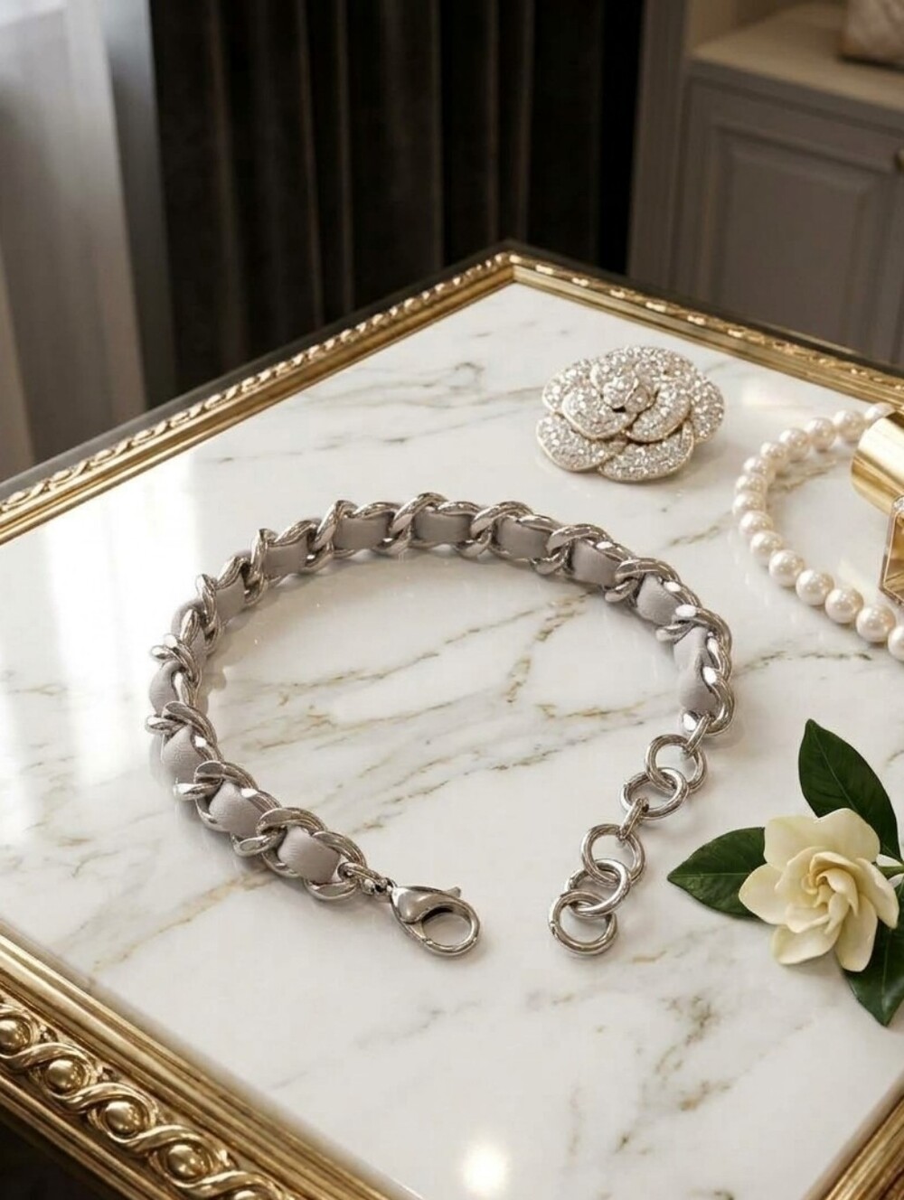 Stainless Steel Genuine Leather Woven Chain Bracelet NEW